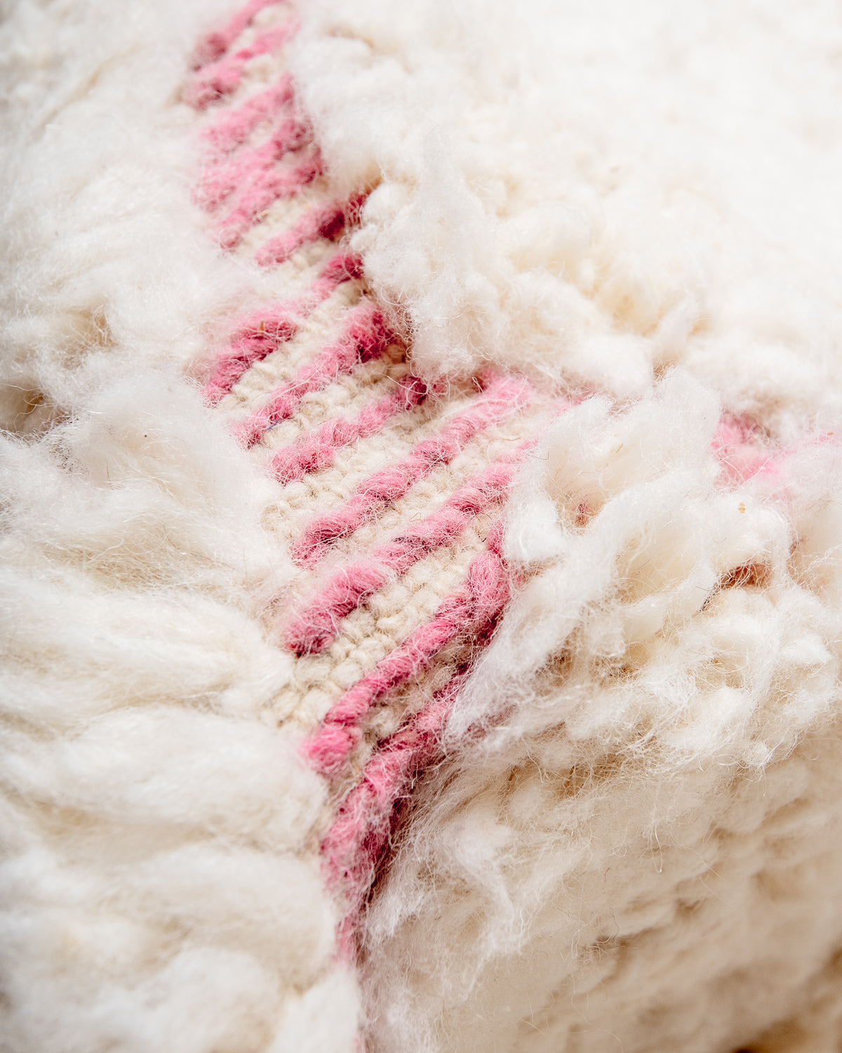 Modern, designer, handcrafted Berber rug from Morocco. Beniourain carpet with beautiful colours and patterns and fluffy wool texture.